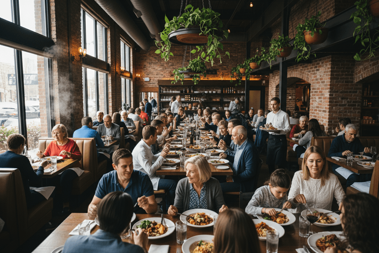 Clientes disfrutando comida
